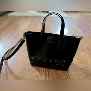 Kate spade black hand bag . Black / glitter accent bottom
